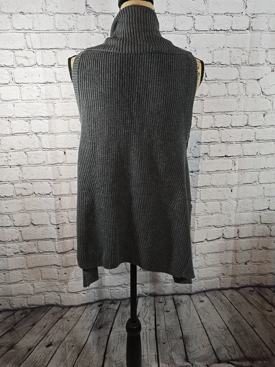 Calvin Klein Open Front Knit Sleeveless Cardigan in Charcoal Gray Size M - Picture 7 of 9